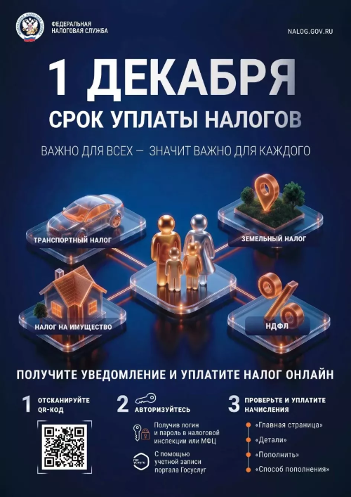 Уплатите налоги не позднее 1 декабря 2026 года